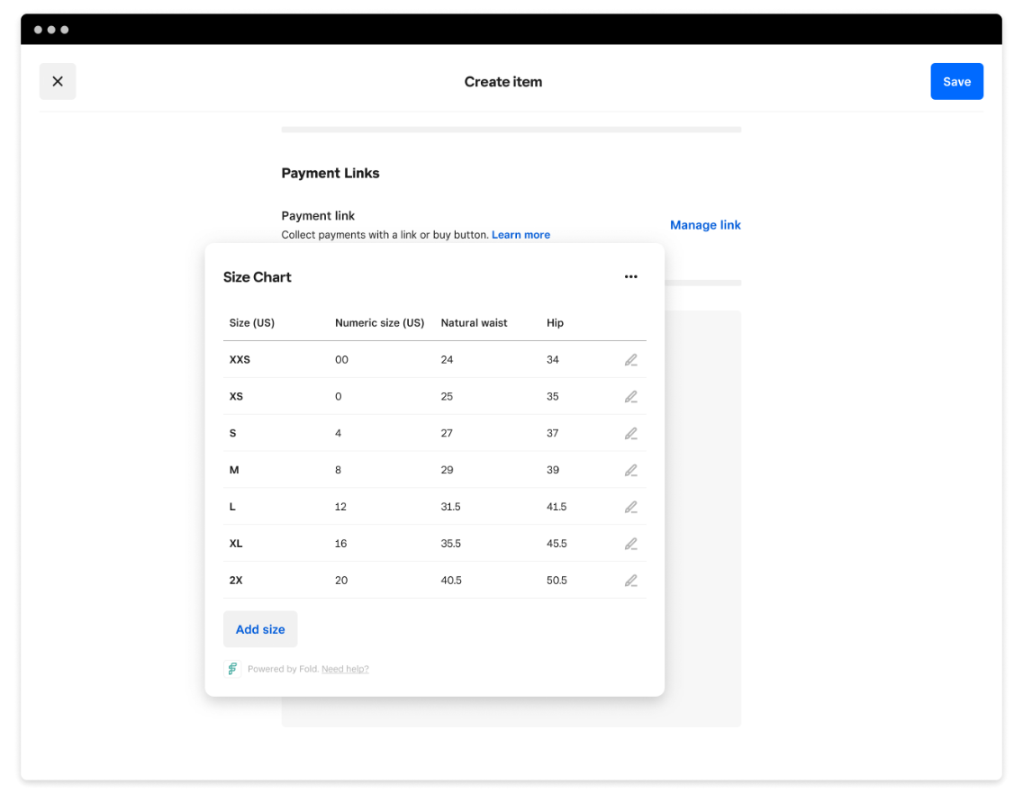 Screenshot of the items view placement in the Square Seller Dashboard