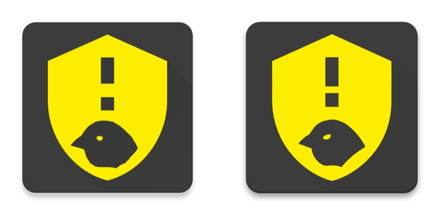 The hand outlined icon next to Romain Guy's vector redraw of it